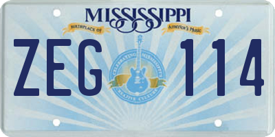 MS license plate ZEG114