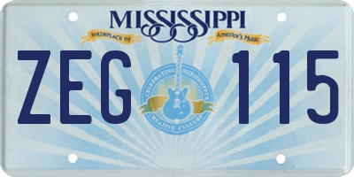 MS license plate ZEG115