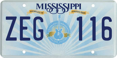 MS license plate ZEG116