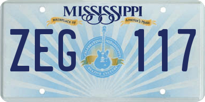 MS license plate ZEG117