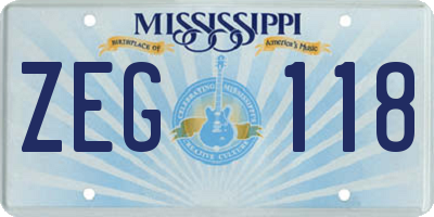 MS license plate ZEG118