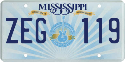 MS license plate ZEG119
