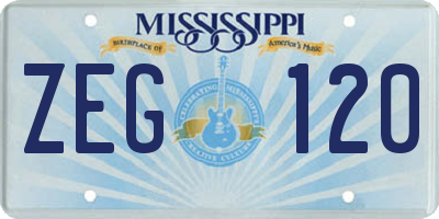 MS license plate ZEG120