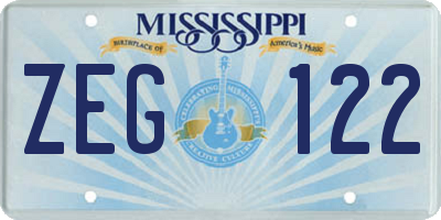 MS license plate ZEG122