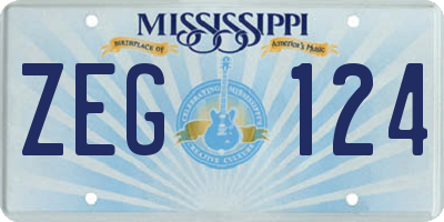 MS license plate ZEG124