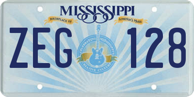 MS license plate ZEG128