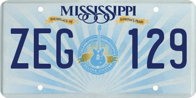 MS license plate ZEG129