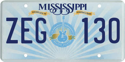 MS license plate ZEG130