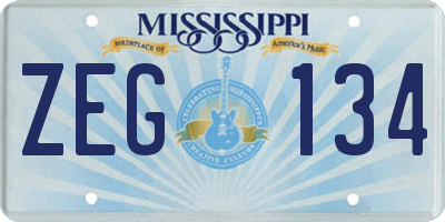 MS license plate ZEG134
