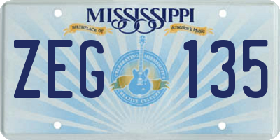 MS license plate ZEG135