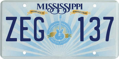 MS license plate ZEG137