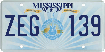 MS license plate ZEG139