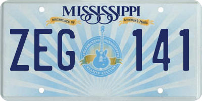MS license plate ZEG141