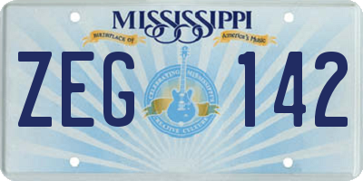 MS license plate ZEG142