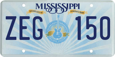 MS license plate ZEG150