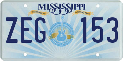 MS license plate ZEG153