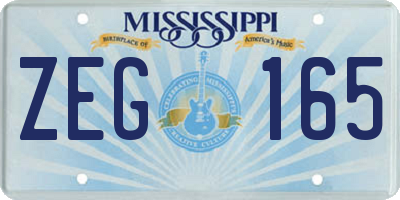 MS license plate ZEG165