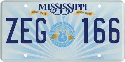 MS license plate ZEG166