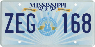 MS license plate ZEG168