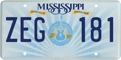 MS license plate ZEG181