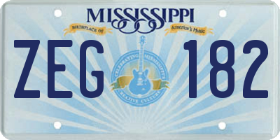 MS license plate ZEG182