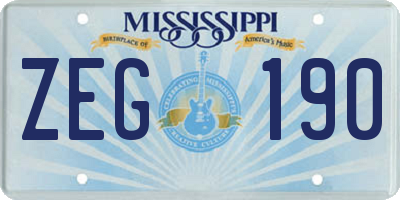 MS license plate ZEG190