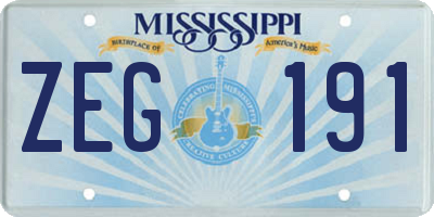 MS license plate ZEG191