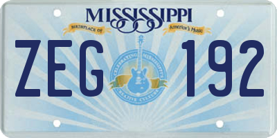 MS license plate ZEG192