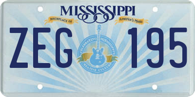 MS license plate ZEG195