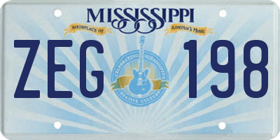MS license plate ZEG198