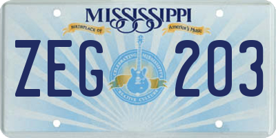 MS license plate ZEG203