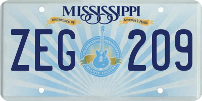 MS license plate ZEG209