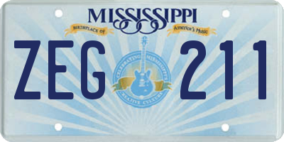 MS license plate ZEG211