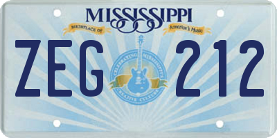 MS license plate ZEG212