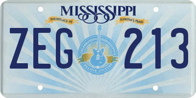 MS license plate ZEG213