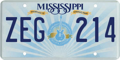 MS license plate ZEG214