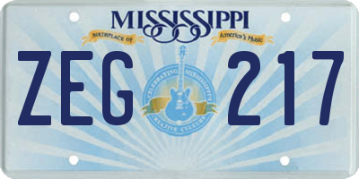 MS license plate ZEG217