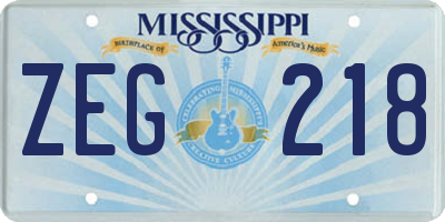 MS license plate ZEG218