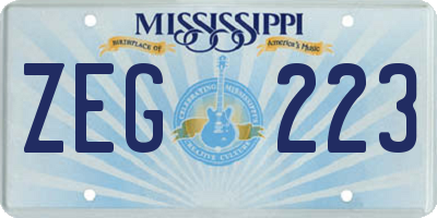 MS license plate ZEG223