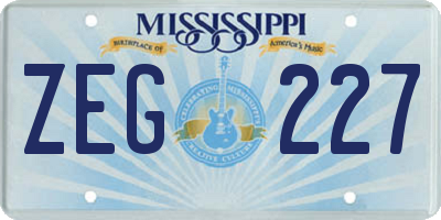 MS license plate ZEG227