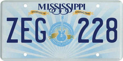 MS license plate ZEG228