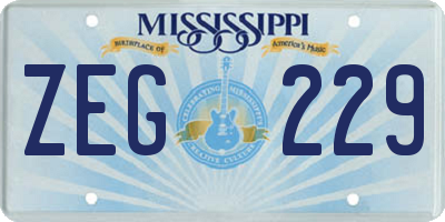 MS license plate ZEG229