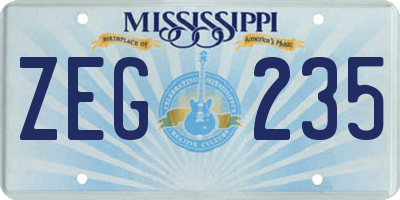 MS license plate ZEG235