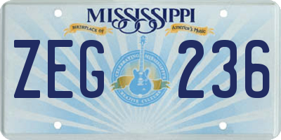 MS license plate ZEG236