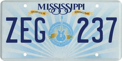 MS license plate ZEG237