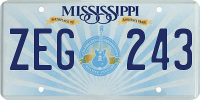MS license plate ZEG243