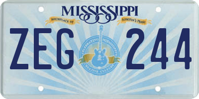 MS license plate ZEG244