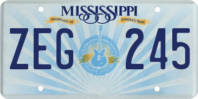 MS license plate ZEG245