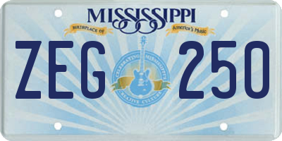 MS license plate ZEG250