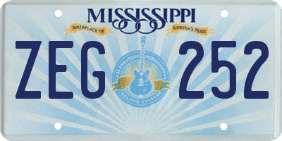 MS license plate ZEG252
